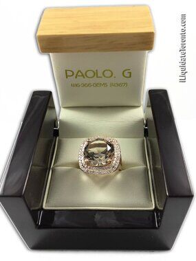 Gorgeous 18K Rose Gold Smoky Quartz and Diamond Ring. Over 1CT in Diamonds!